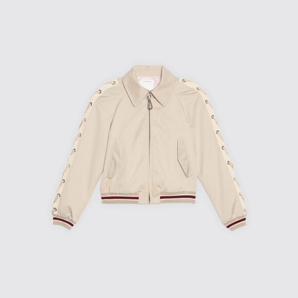 SANDRO LOT LACE UP SLEEVE BOMBER JACKET - Picture 2 of 9